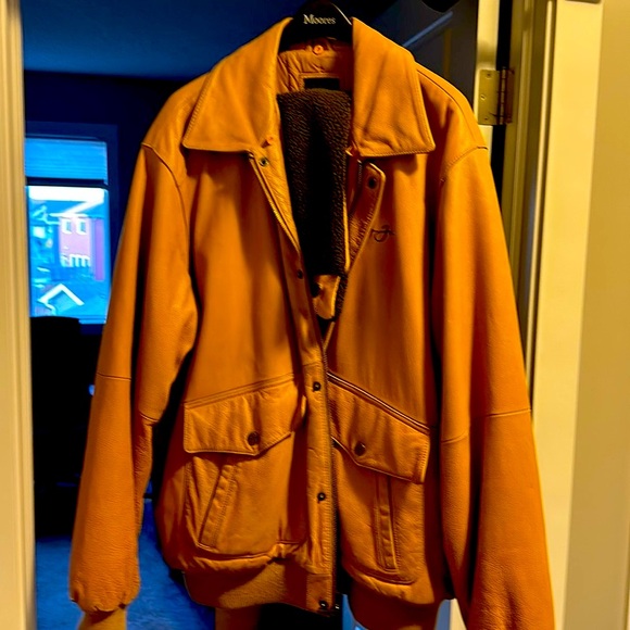 RARE Men’s 100% Authentic Leather Taupe Vintage Bomber Jacket by Sean John - Picture 4 of 12
